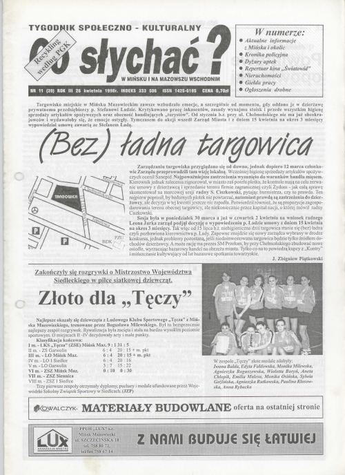 Okładka gazety Co słychać? - nr 11 (39) 1998